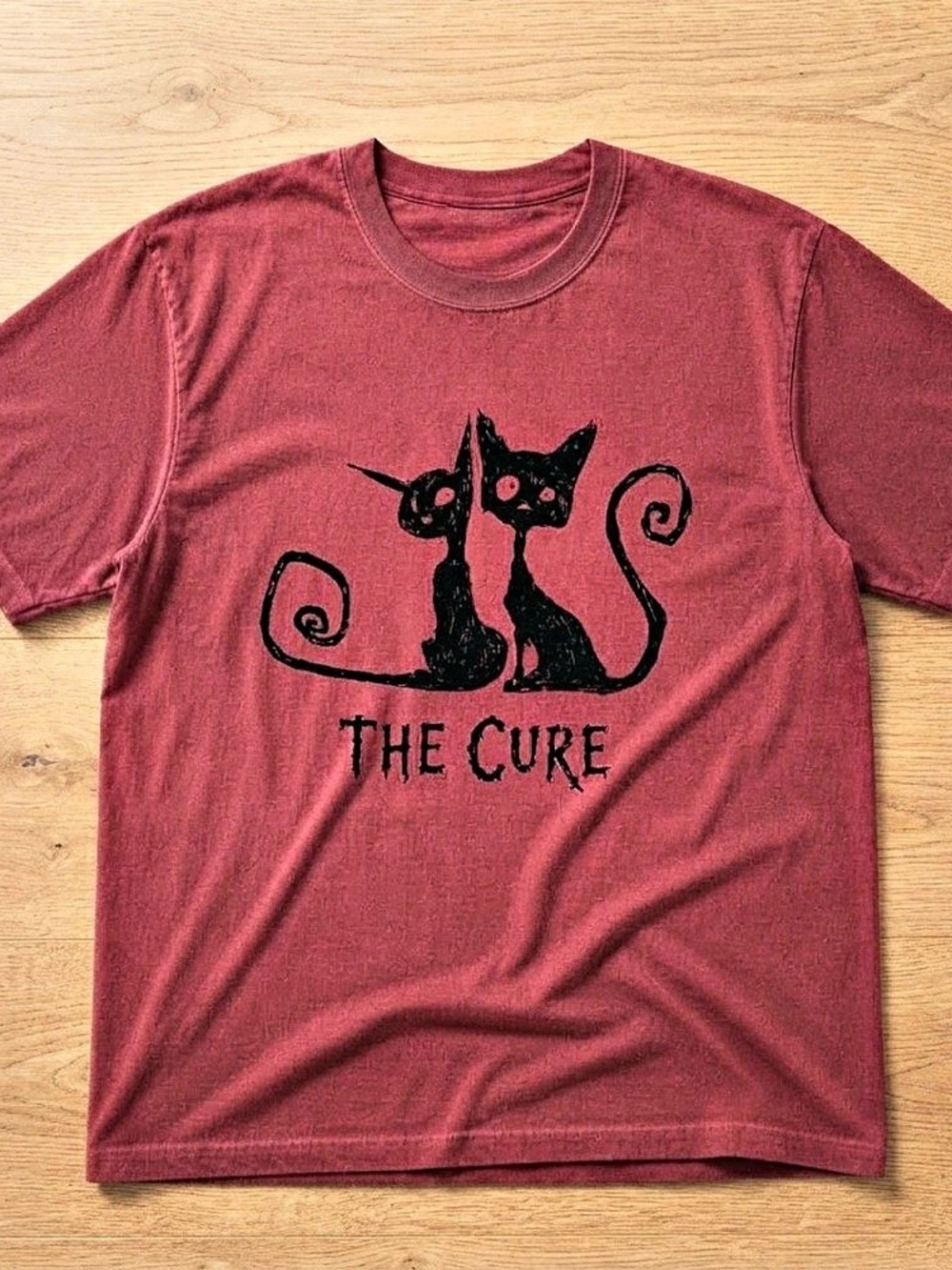Cat Graphic Short Sleeve Tee in Red